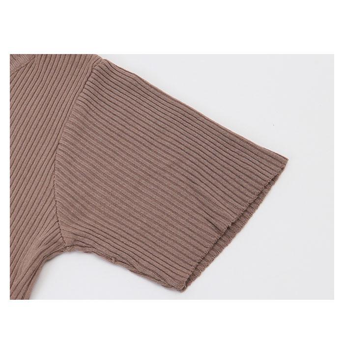 ニット 半袖 通勤 ラウンドネック 通販 Tシャツ セーター タイト スリム フィット プルオーバー 春 夏 薄手 上品 無地 シンプル きれいめ 着回し ニット | ブランド登録なし | 16