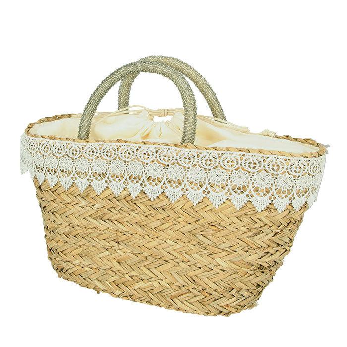 かごバッグ トート 通販 巾着 かご バッグ レディース おしゃれ かわいい シンプル シーグラス 水草 軽量 レース 夏 春夏 レース 花 フラワー かごバッグ |  | 04