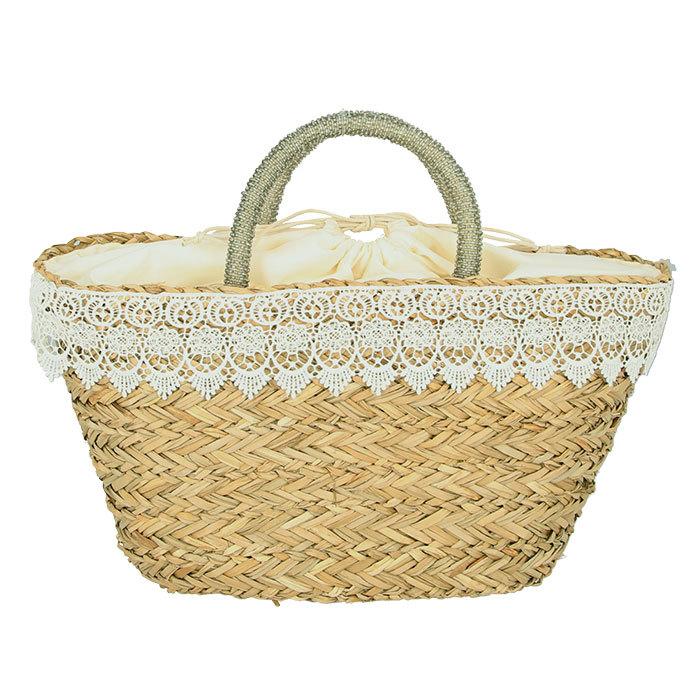 かごバッグ トート 通販 巾着 かご バッグ レディース おしゃれ かわいい シンプル シーグラス 水草 軽量 レース 夏 春夏 レース 花 フラワー かごバッグ |  | 05