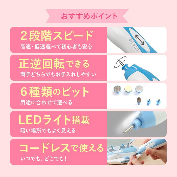ネイルケア 電動 通販 甘皮 ネイルケアセット 足 磨き 爪切り つめきり LEDライト付 コンパクト 角質除去 爪磨き 爪やすり 多機能 角質ケア ネイルケア | BACKYARD FAMILY | 04