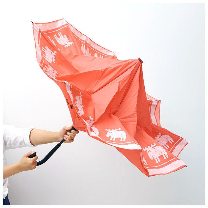 逆さ傘 通販逆さ傘 レディース moz モズ さかさ傘 逆さま傘 おしゃれ かわいい ブランド 北欧 エルク ムース UVカット 晴雨兼用 逆さに開く二重傘 Circus | moz | 07