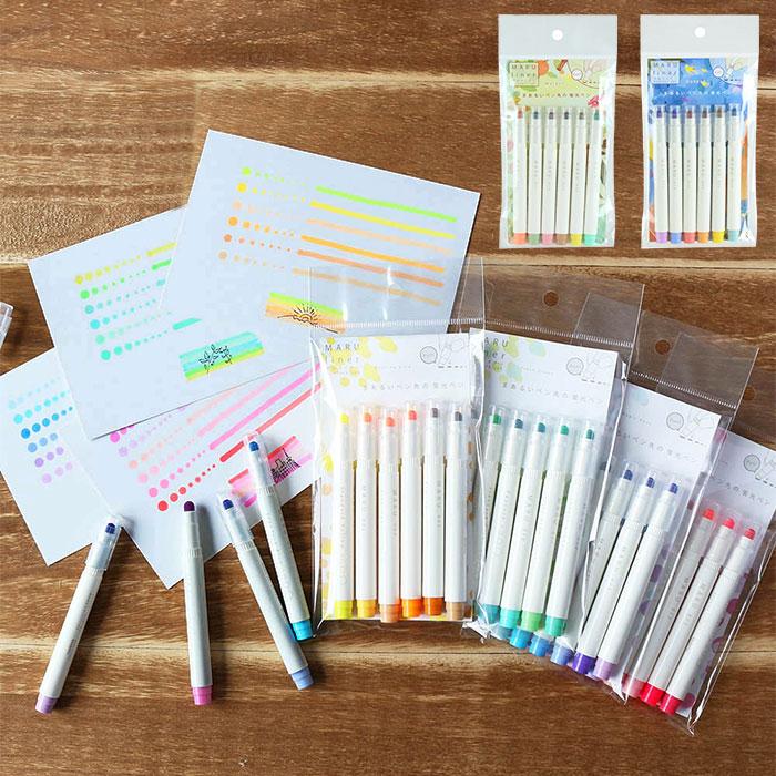 6色蛍光ペン 蛍光ペン 6色セット 太さ 調節 通販 マルライナー 書き出しスムーズ