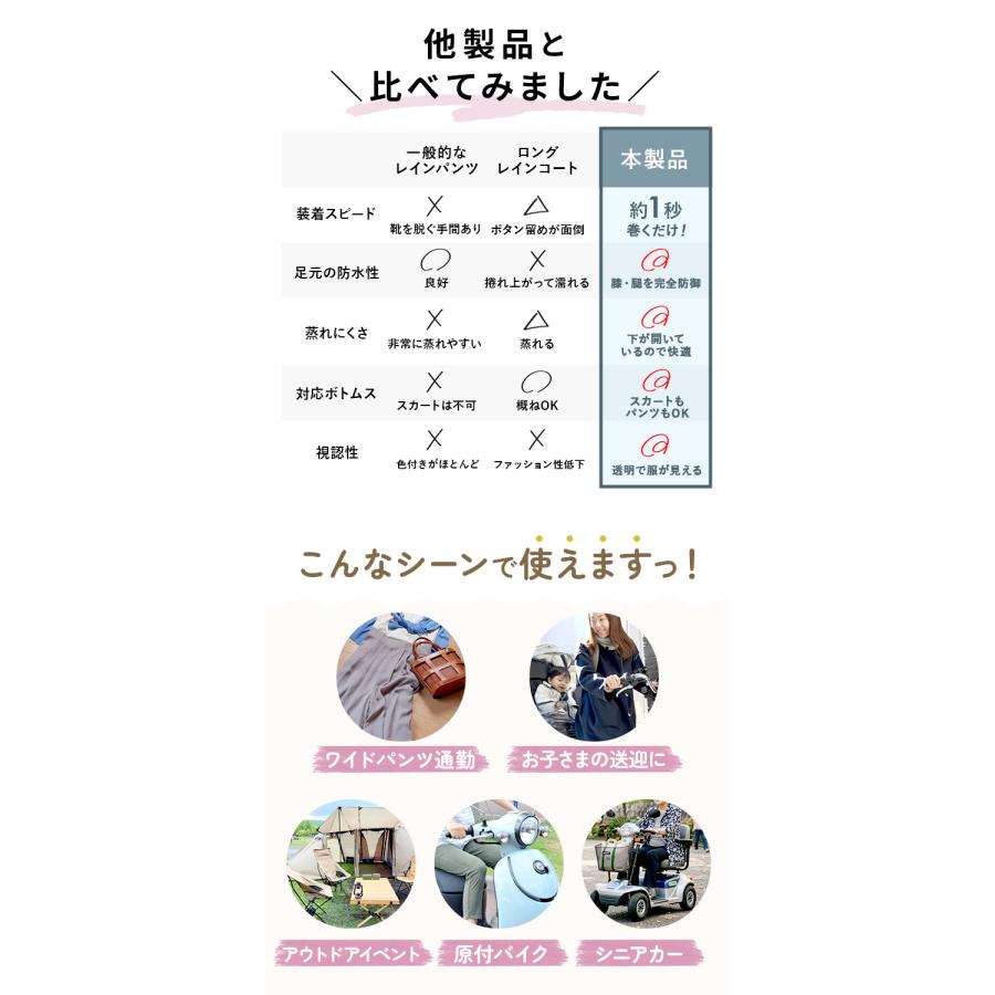 レインスカート 自転車 好評 レディース Fukuizumi フクイズミ スカート マジックテープ付き レインウェア レイングッズ 合羽 かっぱ バイク通勤 自転車通勤 |  | 14