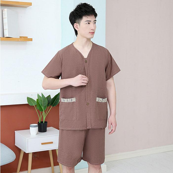 マッサージ服 上下 通販 サウナ服 患者着 ボタン サロン サウナ 服 患者服 セットアップ パジャマ 寝巻 部屋着 ルームウェア 前開き 後ろ開き 半袖 マッサージ服 |  | 10