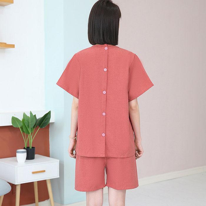 マッサージ服 上下 通販 サウナ服 患者着 ボタン サロン サウナ 服 患者服 セットアップ パジャマ 寝巻 部屋着 ルームウェア 前開き 後ろ開き 半袖 マッサージ服 |  | 09