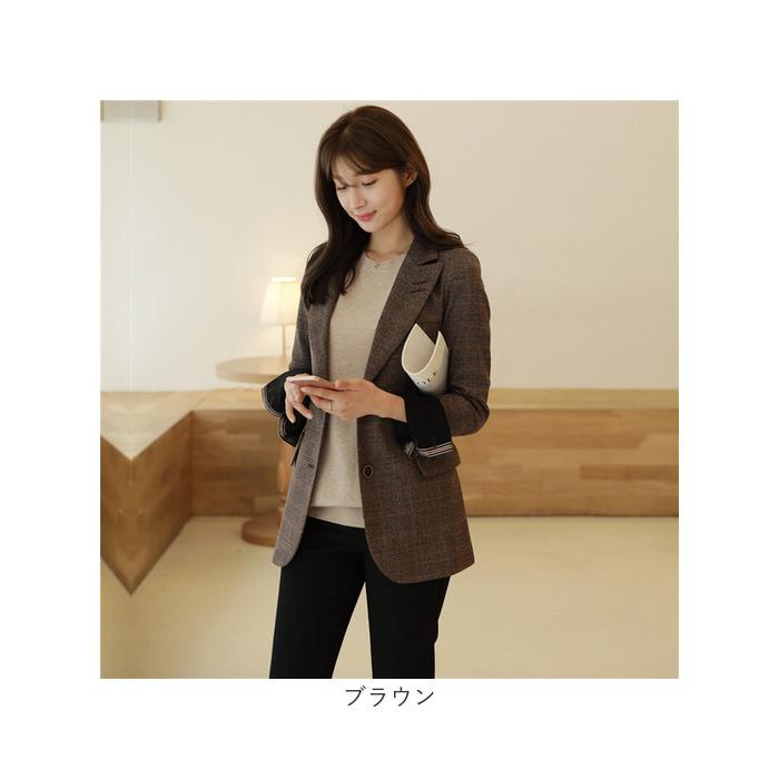 テーラードジャケット レディース 通販 テーラード ジャケット チェック ミドル丈 羽織もの 冬 秋冬 カジュアル オフィス 通勤 ビジネス テーラードジャケット | BACKYARD FAMILY | 18