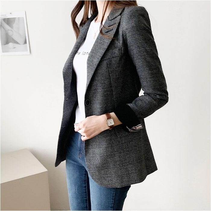 テーラードジャケット レディース 通販 テーラード ジャケット チェック ミドル丈 羽織もの 冬 秋冬 カジュアル オフィス 通勤 ビジネス テーラードジャケット | BACKYARD FAMILY | 10