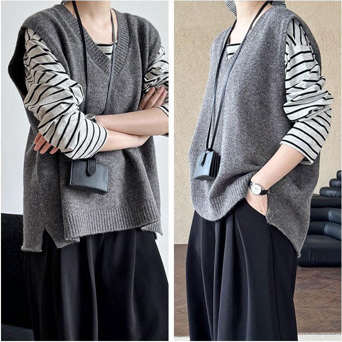 ニット ベスト Vネック レディース 通販 ニットベスト Vネックニットベスト チョッキ ジレ ウェストコート ノースリーブ 重ね着 レイヤード 秋 冬 秋冬 ニット |  | 02