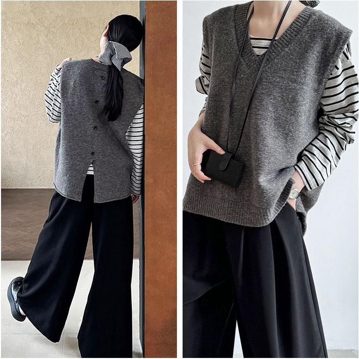 ニット ベスト Vネック レディース 通販 ニットベスト Vネックニットベスト チョッキ ジレ ウェストコート ノースリーブ 重ね着 レイヤード 秋 冬 秋冬 ニット |  | 03