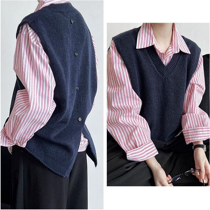 ニット ベスト Vネック レディース 通販 ニットベスト Vネックニットベスト チョッキ ジレ ウェストコート ノースリーブ 重ね着 レイヤード 秋 冬 秋冬 ニット |  | 05