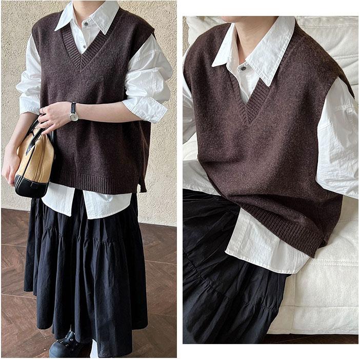 ニット ベスト Vネック レディース 通販 ニットベスト Vネックニットベスト チョッキ ジレ ウェストコート ノースリーブ 重ね着 レイヤード 秋 冬 秋冬 ニット |  | 06