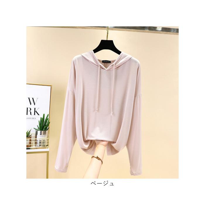 パーカー レディース 長袖 通販 プルオーバー ブラウス ルームウエア ルームウェア フード付き フード インナー アウター 薄手 薄い ソフト 大人 パーカー | BACKYARD FAMILY | 19