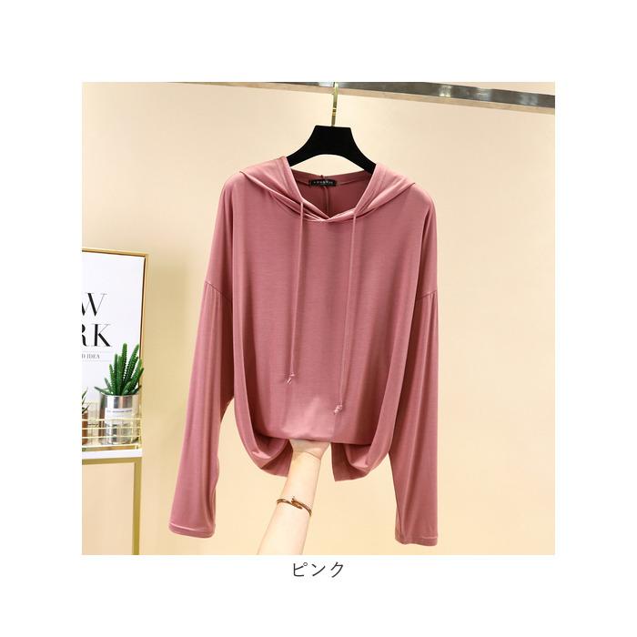 パーカー レディース 長袖 通販 プルオーバー ブラウス ルームウエア ルームウェア フード付き フード インナー アウター 薄手 薄い ソフト 大人 パーカー | BACKYARD FAMILY | 20