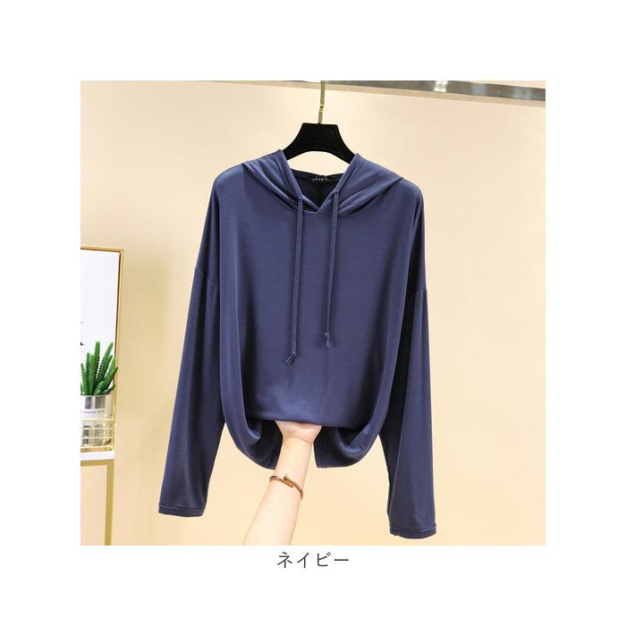 パーカー レディース 長袖 通販 プルオーバー ブラウス ルームウエア ルームウェア フード付き フード インナー アウター 薄手 薄い ソフト 大人 パーカー | BACKYARD FAMILY | 23