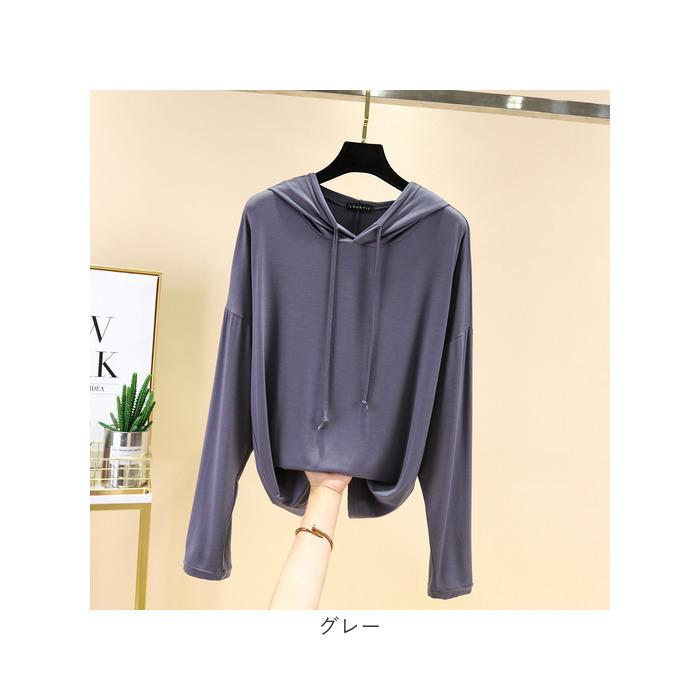 パーカー レディース 長袖 通販 プルオーバー ブラウス ルームウエア ルームウェア フード付き フード インナー アウター 薄手 薄い ソフト 大人 パーカー | BACKYARD FAMILY | 24