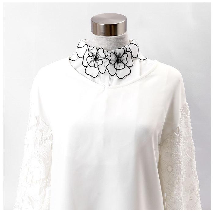 つけ襟 レース 通販 付け襟 つけえり 重ね着風 襟 えり フェイクカラー 花柄 ホワイト 白 ブラック 黒 レイヤード 春 秋 冬 かわいい 大人 可愛い つけ襟 |  | 03