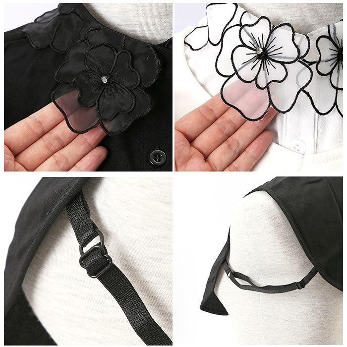 つけ襟 レース 通販 付け襟 つけえり 重ね着風 襟 えり フェイクカラー 花柄 ホワイト 白 ブラック 黒 レイヤード 春 秋 冬 かわいい 大人 可愛い つけ襟 |  | 05