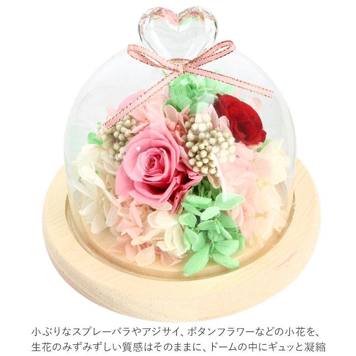 お供え プリザーブドフラワー ガラスドーム 通販 ハート アレンジメント 供養 仏花 供え花 献花 ドームタイプ ドーム プリザ 長持ち 飾り かわいい 仏壇用 | ブランド登録なし | 07