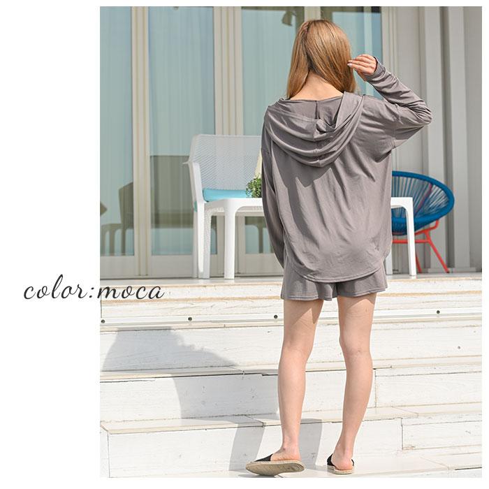 ラッシュガード レディース 上下セット 通販 長袖 おしゃれ パーカー プルオーバー 無地 シンプル ショートパンツ セットアップ UVカット ラッシュガード |  | 13