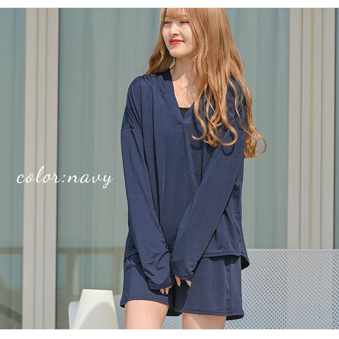 ラッシュガード レディース 上下セット 通販 長袖 おしゃれ パーカー プルオーバー 無地 シンプル ショートパンツ セットアップ UVカット ラッシュガード |  | 15