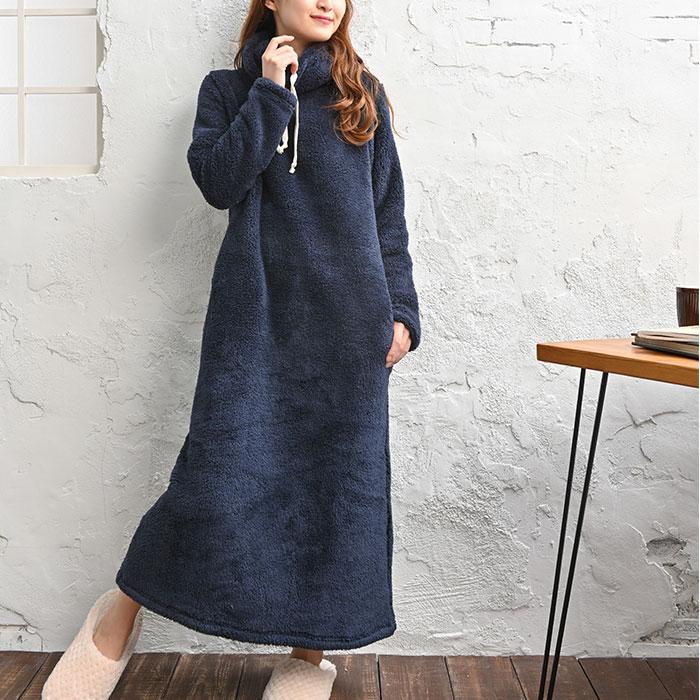 ルームウェア ワンピース 長袖 通販 秋 冬 秋冬 ゆったり ロング マキシ丈 ハイネック タートルネック おしゃれ シンプル 無地 マキシワンピース Backyard Family 通販 Paypayモール