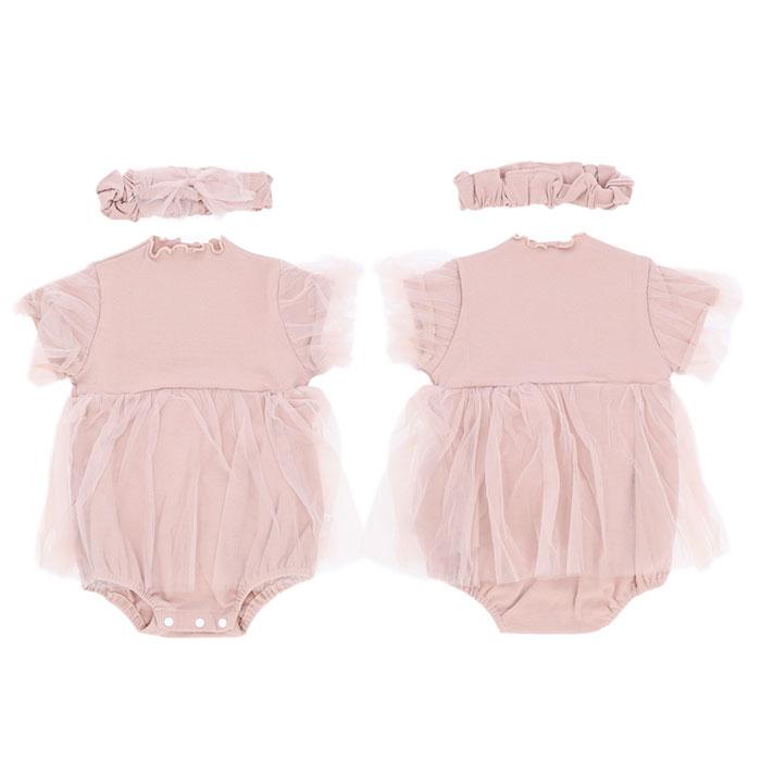 ベビー ワンピース 80 通販 半袖 赤ちゃん baby キッズ ロンパース チュール セレモニードレス ベビードレス フォーマル ドレス ベビー服 ヘアバンド付き ベビー | Quut | 10