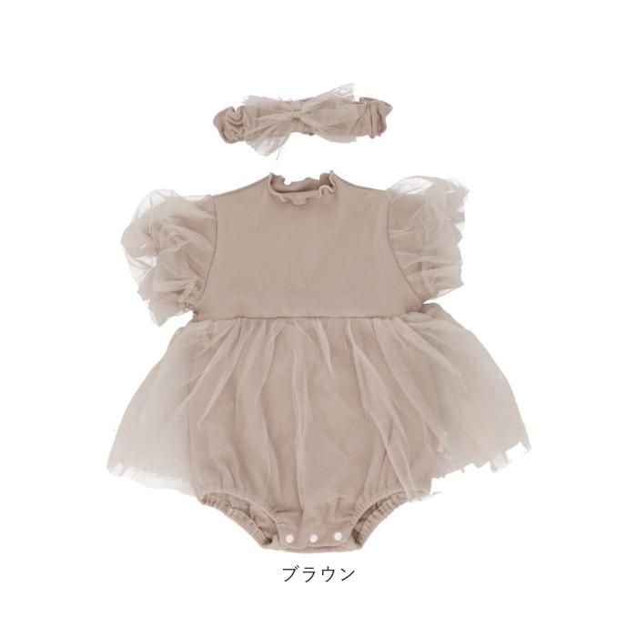 ベビー ワンピース 80 通販 半袖 赤ちゃん baby キッズ ロンパース チュール セレモニードレス ベビードレス フォーマル ドレス ベビー服 ヘアバンド付き ベビー | Quut | 16