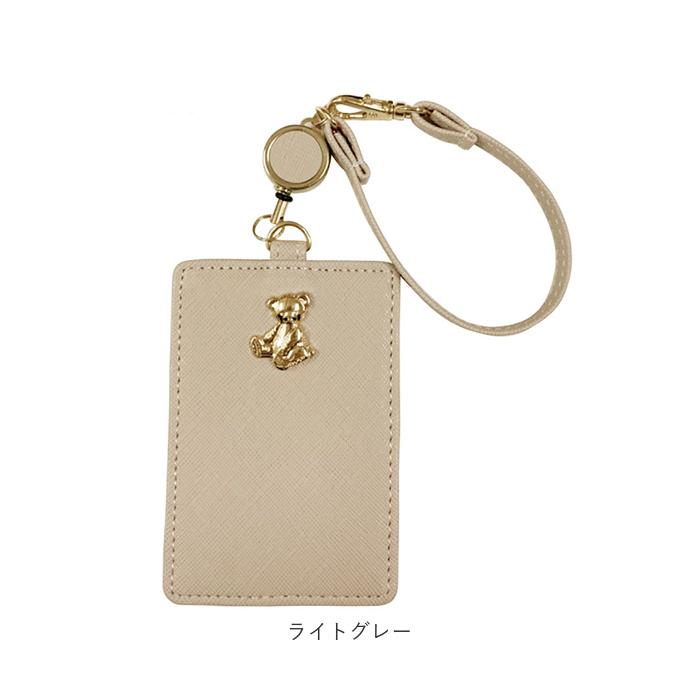 パスケース リール付き 通販 おしゃれ 大人 可愛い 定期入れ かわいい フェイクレザー レザー風 ICカードケース 高校生 くま 熊 女の子 子供 パスケース | ブランド登録なし | 16