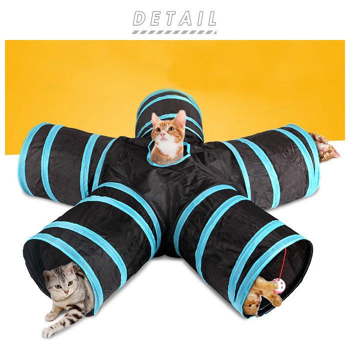 猫 トンネル 通販 おもちゃ 一人遊び 玩具 猫用 ねこ ネコ 5道 折りたたみ コンパクト 折り畳み キャットトンネル おしゃれ かわいい インテリア 雑貨 知育 猫 | ブランド登録なし | 02