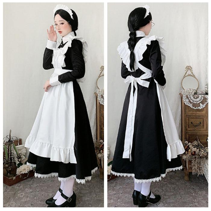 メイド服 可愛い 通販 メイドドレス ロング 長袖 半袖 クラシック クラシカル 英国風 イギリス風 フリル コスプレ ワンピース メイド ロイヤルメイド メイド服 | ブランド登録なし | 06