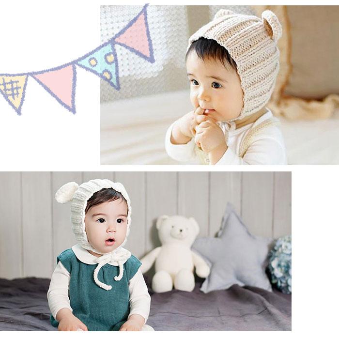 ベビー 通販ベビー 帽子 冬 耳付き 子供 赤ちゃん ニット帽 女の子 男の子 くま 新生児 かわいい おしゃれ リブ編み あったか ベビー帽子 キッズ帽子 ベビー |  | 06