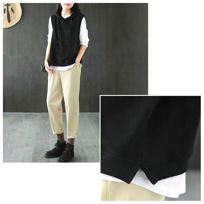 おすすめ パーカー ベスト レディース 通販 ジレ スウェット ノースリーブ プルオーバー フード付き ゆったり 秋 春 大きいサイズ 重ね着 おしゃれ カジュアル Aynaelda Com