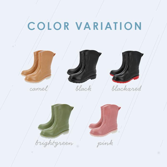 レインブーツ レディース ショート 通販 おしゃれ シンプル レインシューズ ブーツ 長靴 ミドル丈 防水 一体成型 滑り止め 雨 雨靴 園芸 レインブーツ | ブランド登録なし | 02