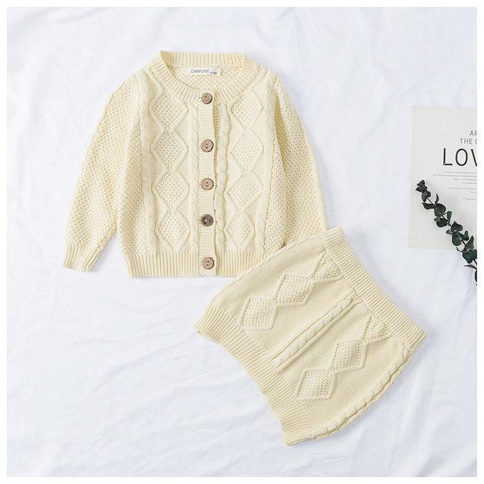 ベビー服 通販ベビー服 セットアップ ニット ベビー 女の子 スカート カーディガン ニットセットアップ 綿 コットン アラン編み おしゃれ かわいい  ベビー服 |  | 04