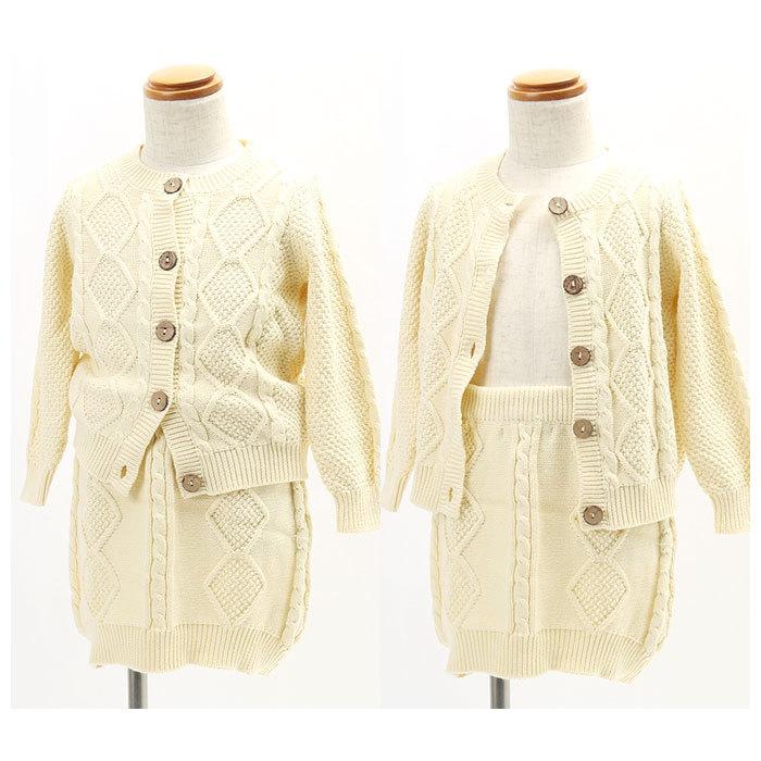 ベビー服 通販ベビー服 セットアップ ニット ベビー 女の子 スカート カーディガン ニットセットアップ 綿 コットン アラン編み おしゃれ かわいい  ベビー服 |  | 07