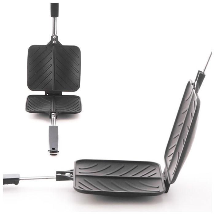 ホットサンドメーカー 通販ホットサンドメーカー 直火 ダブル ホットサンド フライパン ガスコンロ専用 パニーニ風 焼き目 おしゃれ 朝食 ホットサンドメーカー |  | 08