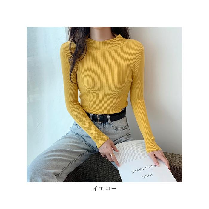 ニット 通販ニット セーター レディース ハイネック リブニット リブ 長袖 ボトルネック 伸縮性 ストレッチ 薄手 重ね着 防寒 フィット カジュアル ニット | ブランド登録なし | 21