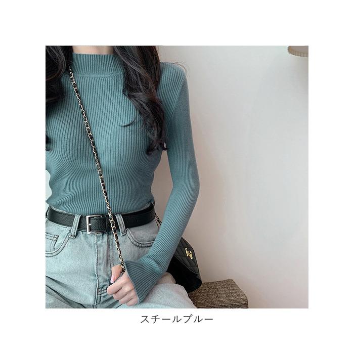 ニット 通販ニット セーター レディース ハイネック リブニット リブ 長袖 ボトルネック 伸縮性 ストレッチ 薄手 重ね着 防寒 フィット カジュアル ニット | ブランド登録なし | 26