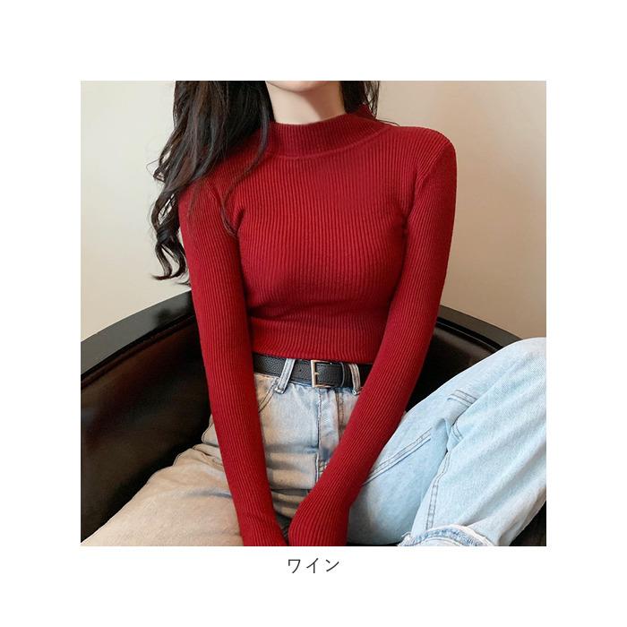 ニット 通販ニット セーター レディース ハイネック リブニット リブ 長袖 ボトルネック 伸縮性 ストレッチ 薄手 重ね着 防寒 フィット カジュアル ニット | ブランド登録なし | 27