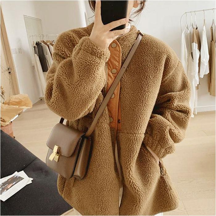 ボア ジャケット レディース 通販 ブルゾン ボアジャケット ボアブルゾン スタンドカラーコート スタンドカラー コート ミドル丈 ファスナー ポケット ボア | ブランド登録なし