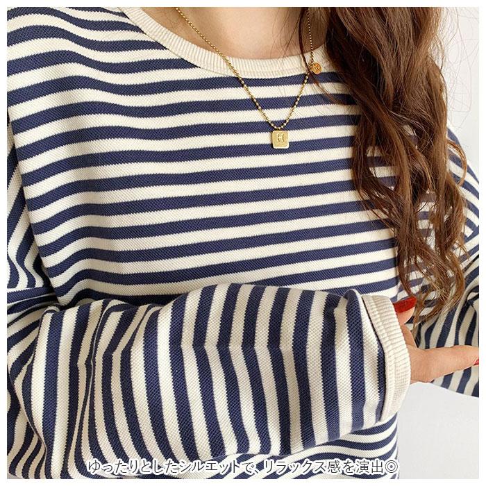 カットソー 長袖 レディース 通販 ロンt 薄手 Tシャツ 縞模様 しましま 縞柄 ラウンドネック オブロングネック ボートネック ボーダー カジュアル  カットソー | ブランド登録なし | 07