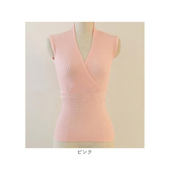 リブニット 通販リブニット ノースリーブ vネック カシュクール 胸元 セクシー タンクトップ レディース 秋 春 無地 トップス グレー ネイビー リブニット | ブランド登録なし | 14