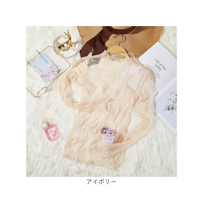 レース トップス 長袖 通販 シアートップス 透け インナー ハイネック ブラウス シャツ レディース シースルー レイヤード 重ね着 肌隠し カバー レース | BACKYARD FAMILY | 18