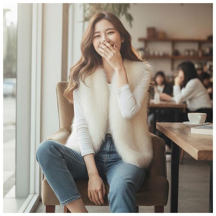 ファーベスト レディース 通販 ファー ベスト ロング フェイクファー エコファー ジレ 秋冬 羽織り ミドル丈 オーバーサイズ 大きいサイズ ゆったり 前開き | ブランド登録なし | 06