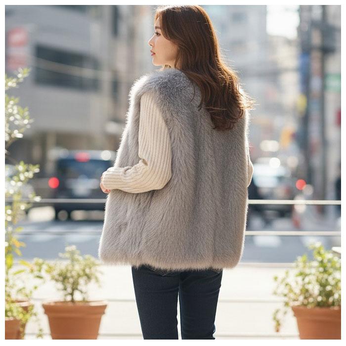 ファーベスト レディース 通販 ファー ベスト ロング フェイクファー エコファー ジレ 秋冬 羽織り ミドル丈 オーバーサイズ 大きいサイズ ゆったり 前開き | ブランド登録なし | 07