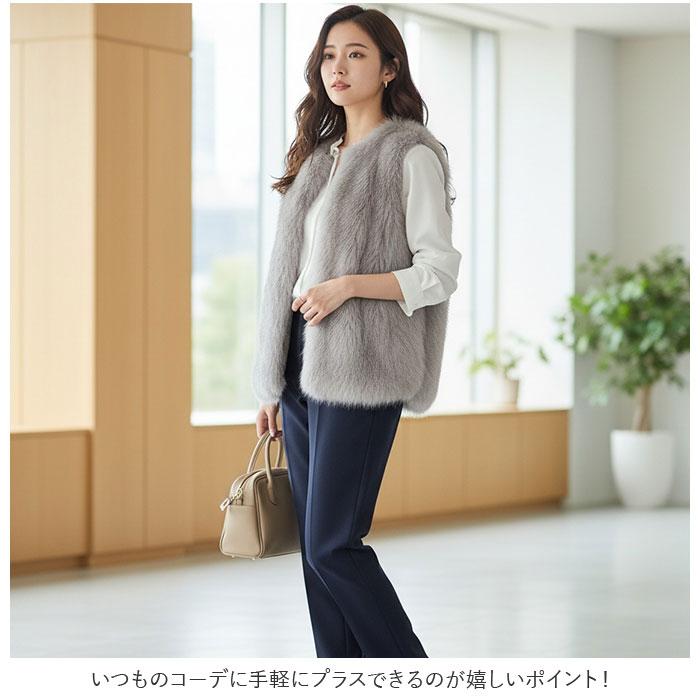 ファーベスト レディース 通販 ファー ベスト ロング フェイクファー エコファー ジレ 秋冬 羽織り ミドル丈 オーバーサイズ 大きいサイズ ゆったり 前開き | ブランド登録なし | 08
