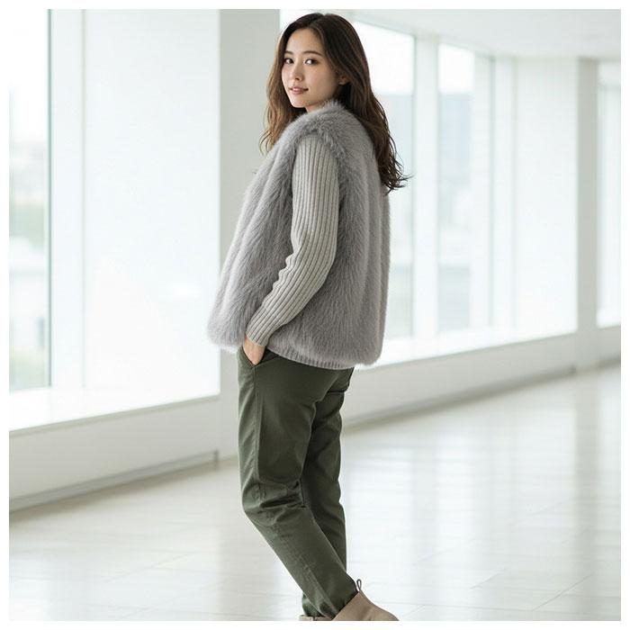 ファーベスト レディース 通販 ファー ベスト ロング フェイクファー エコファー ジレ 秋冬 羽織り ミドル丈 オーバーサイズ 大きいサイズ ゆったり 前開き | ブランド登録なし | 09