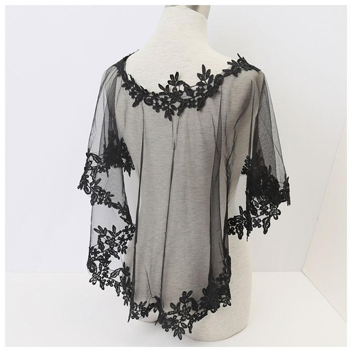 結婚式 通販結婚式 ショール ボレロ レース フォーマル ケープ風 かぶり パーティ パーティー 披露宴 二次会 発表会 パーティードレス 刺繍 花柄 花  結婚式 | ブランド登録なし | 06