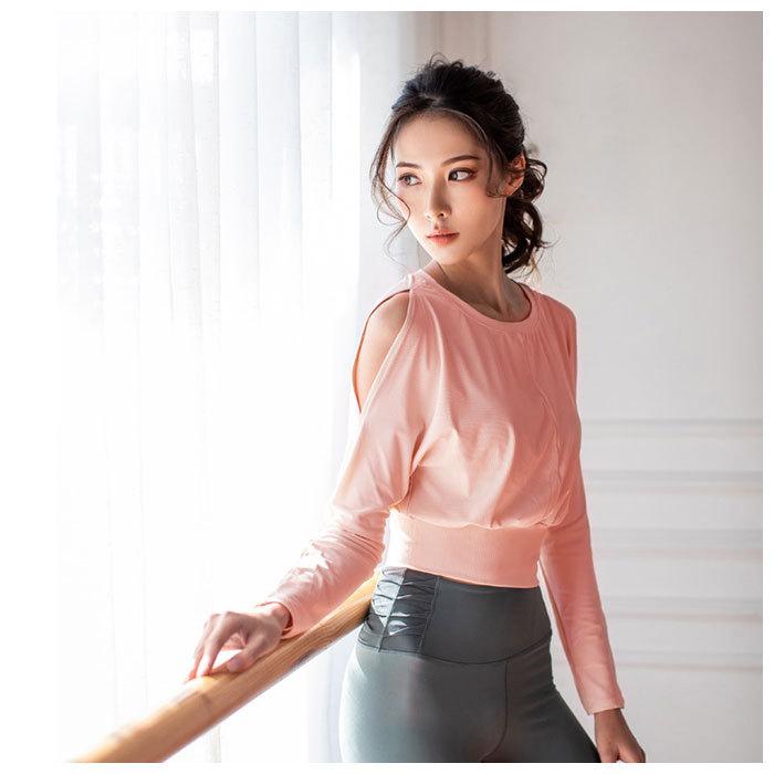 ヨガウェア トップス 長袖 通販 レディース おしゃれ 丈短め ゆったり 肩見せ 肩出し 伸縮性 ストレッチ Sサイズ Mサイズ Lサイズ ブラック カーキ ヨガウェア |  | 02