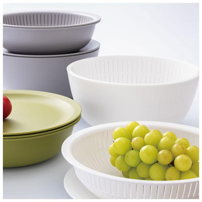 like-it ライクイット 米とぎ ザル 通販 ボウル セット 浅型 米研ぎボウル 水切り 湯引き 炊飯 お米 Colander&Bowl ホワイト グレー グリーン like-it | Like-it | 02